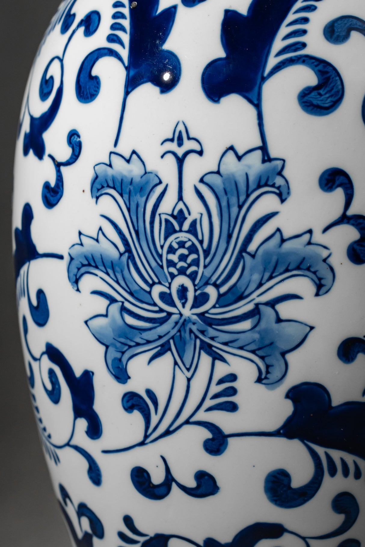 Tall Blue Floral Ceramic Vase – 33 cm