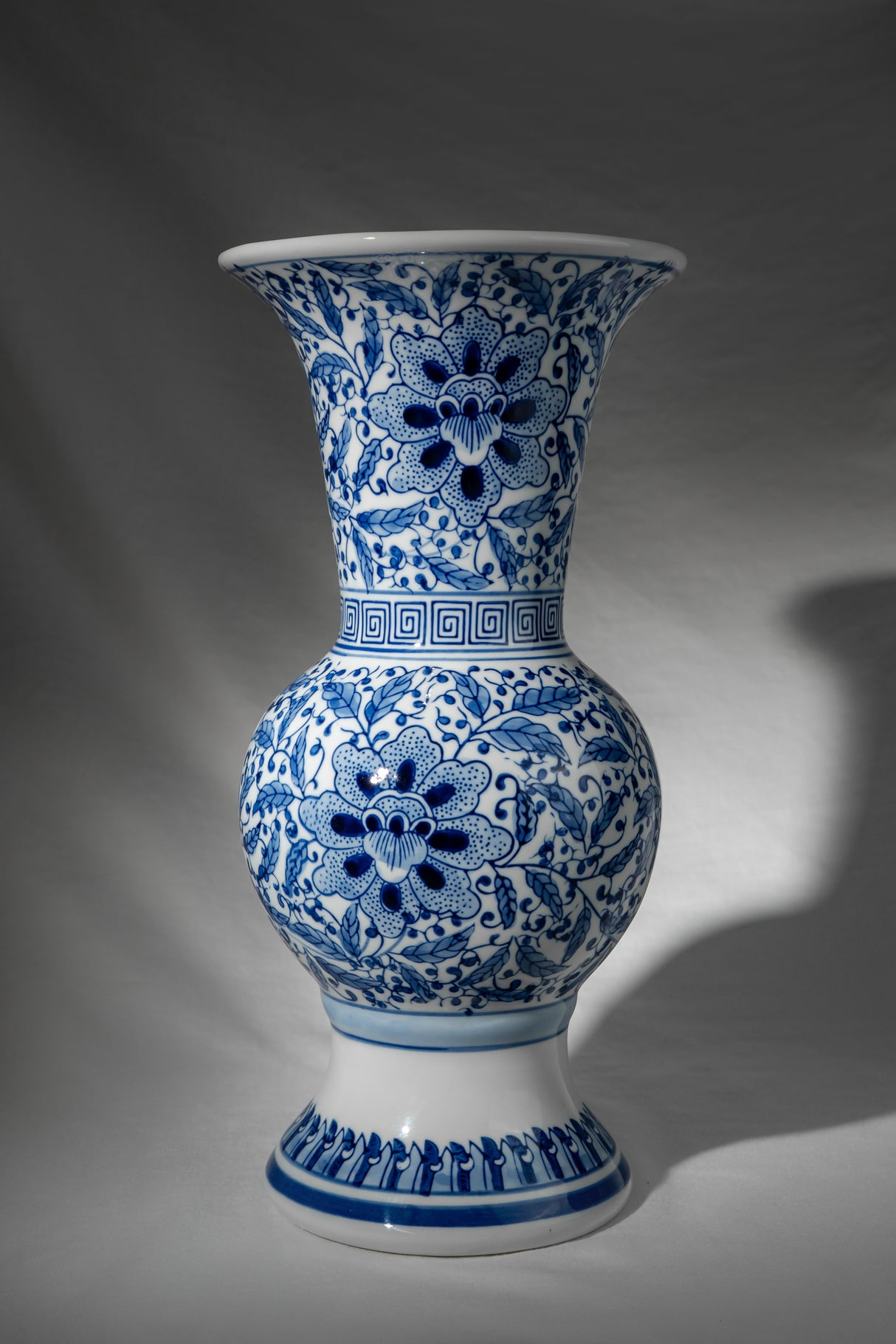 Royal Indigo Flared Porcelain Vase – 33 cm