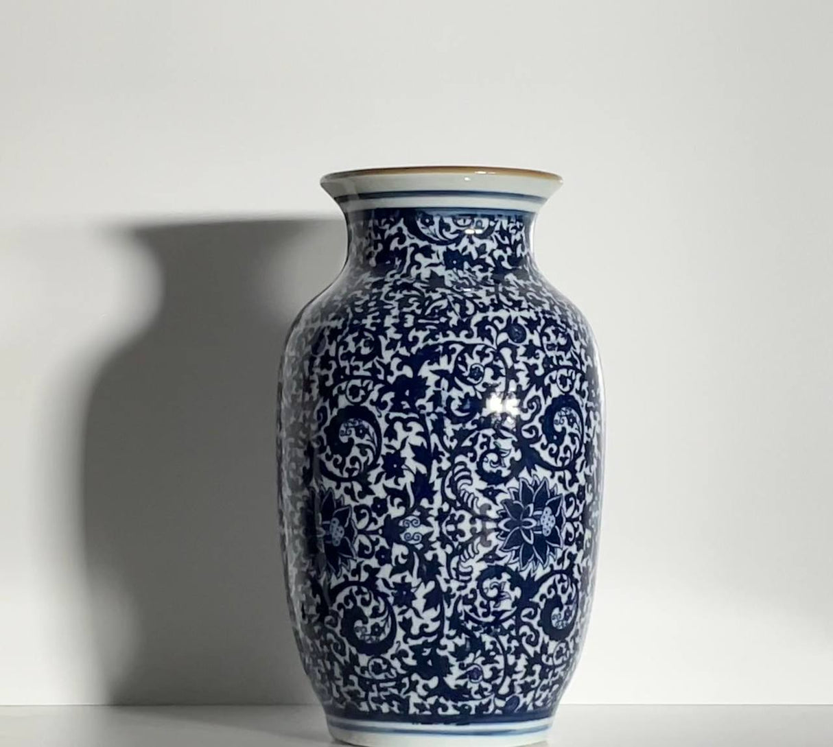 Midnight Floral Ceramic Vase – 20 cm