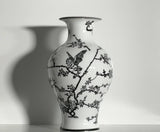 Monochrome Bird Ceramic Vase – 22 cm
