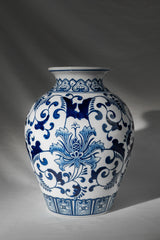 Classic Blue Floral Ceramic Vase – 25 cm