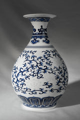 Classic Blue Vine Ceramic Vase – 23 cm
