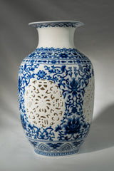 Ornate Porcelain Cutwork Vase – 25 cm