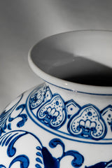 Classic Blue Floral Ceramic Vase – 25 cm