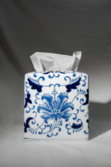 Blue Floral Porcelain Tissue Box – 17 cm