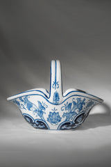 Blue & White Ceramic Basket – 21 cm