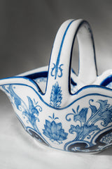 Blue & White Ceramic Basket – 21 cm