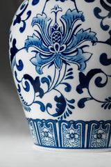 Classic Blue Floral Ceramic Vase – 25 cm