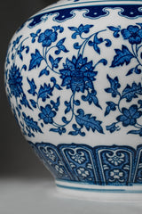 Royal Indigo Curved Porcelain Vase – 28 cm