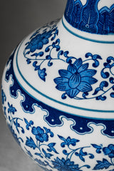 Royal Indigo Curved Porcelain Vase – 28 cm