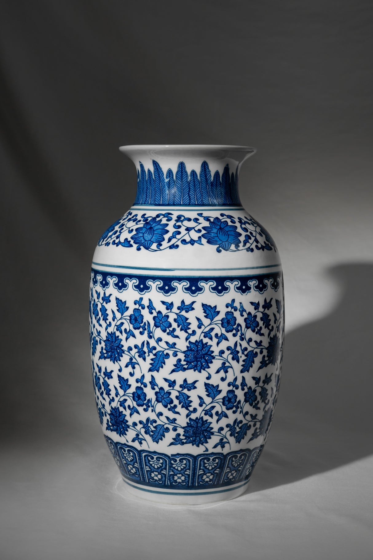 Royal Indigo Floral Vase – 28 cm
