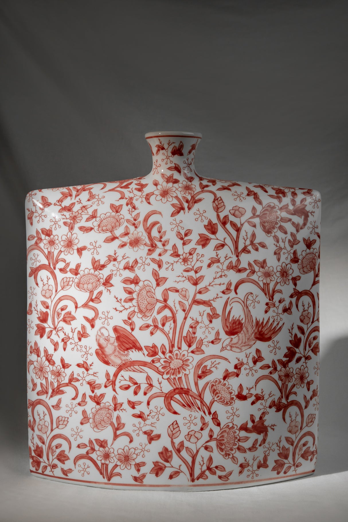 Terracotta Red Floral Ceramic Vase – 37 cm