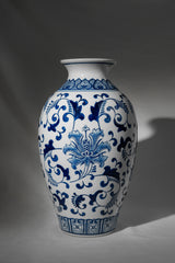 Tall Blue Floral Ceramic Vase – 33 cm