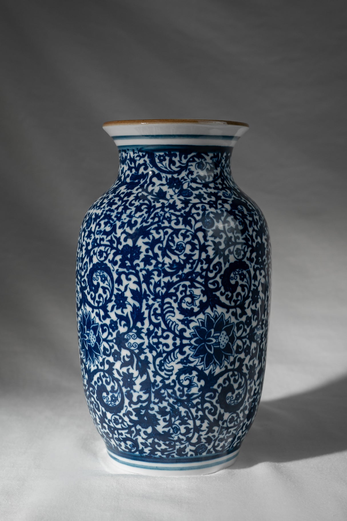 Midnight Floral Ceramic Vase – 20 cm
