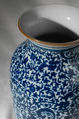 Midnight Floral Ceramic Vase – 20 cm