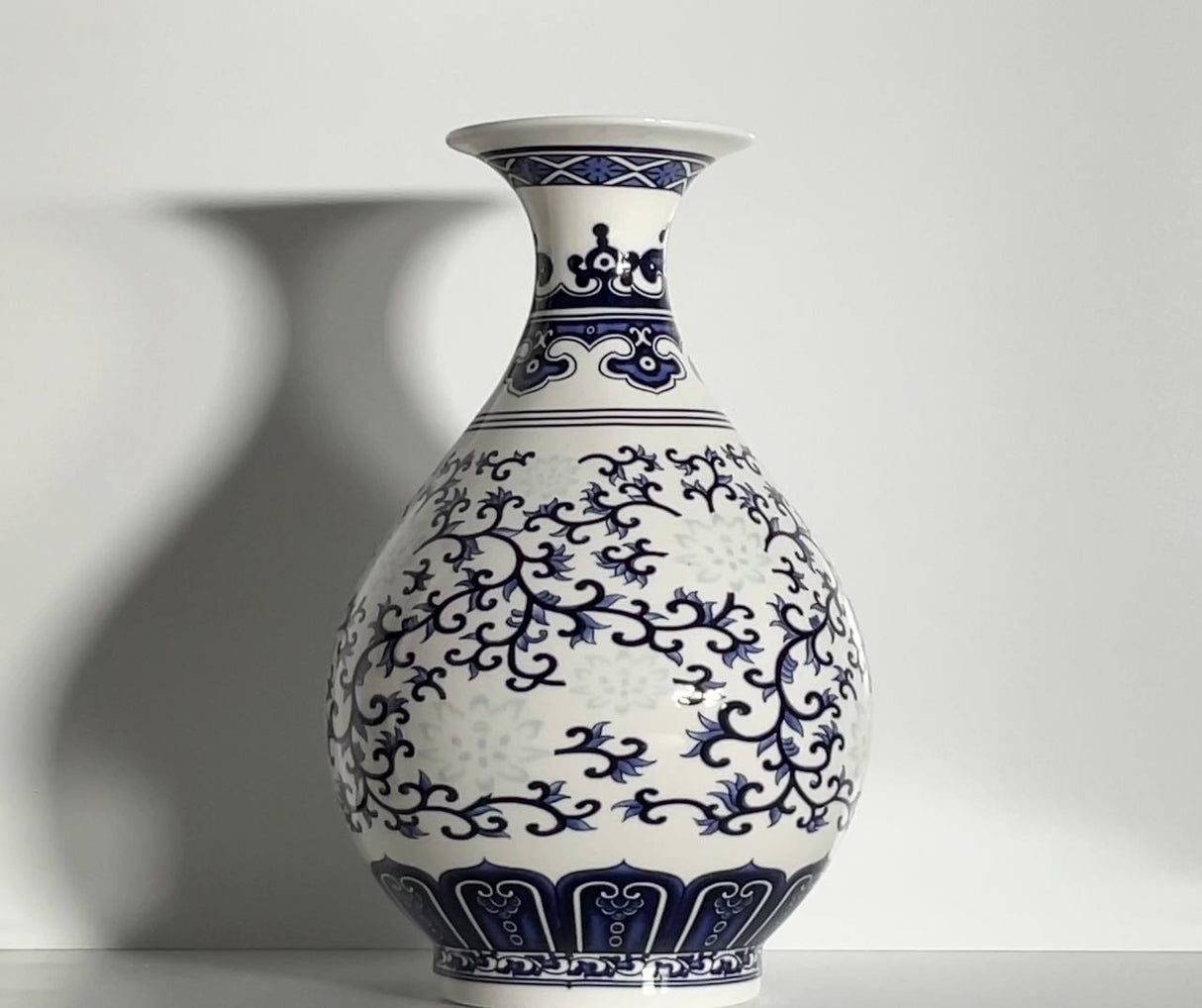Classic Blue Vine Ceramic Vase – 23 cm