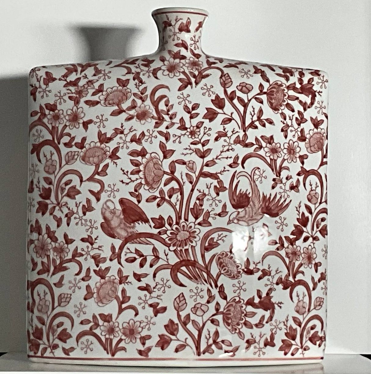 Terracotta Red Floral Ceramic Vase – 37 cm