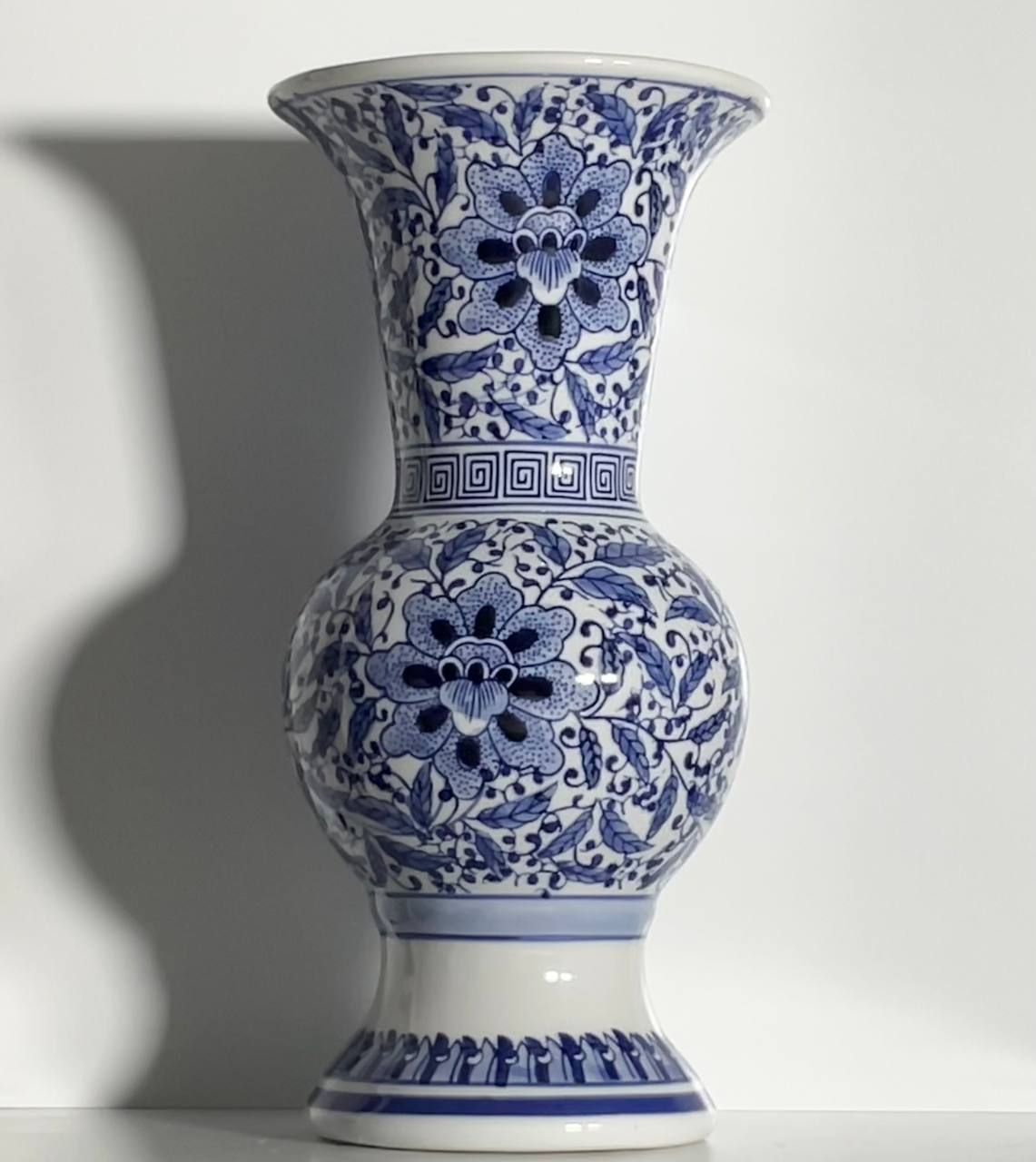 Royal Indigo Flared Porcelain Vase – 33 cm