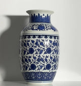 Royal Indigo Floral Vase – 28 cm