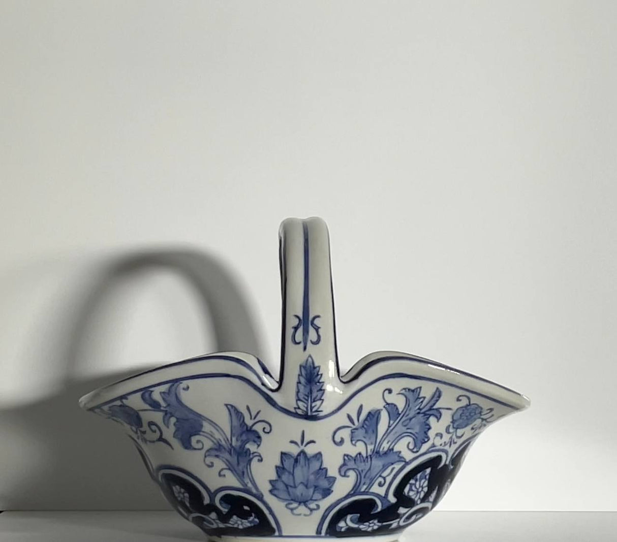 Blue & White Ceramic Basket – 21 cm