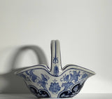 Blue & White Ceramic Basket – 21 cm